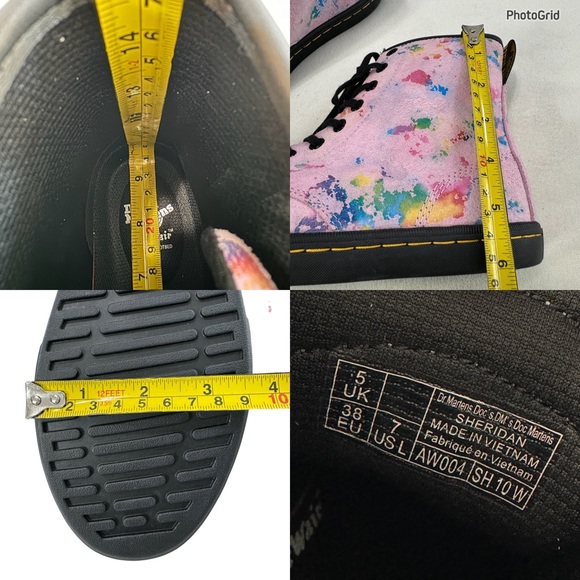 Dr. Martens Sheridan Pink Confetti Suede Lace-Up Boots Women’s Size 7 - Picture 16 of 16